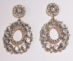 Pierced Earrings Crystal Super Bling Rose Gold Wedding Formal Prom NEW - £9.56 GBP
