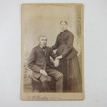 Cabinet Card Photograph Man Sits &amp; Woman Stands H.P. Bunker Dayton Ohio Antique - £9.39 GBP