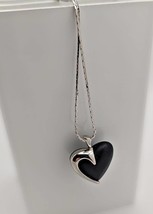 Large Blue Heart Silver Necklace- 24&quot; Silver Necklace with Blue Heart Pe... - $29.99