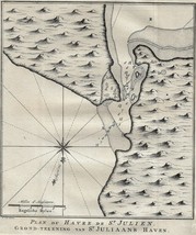 Plan du Havre de St Julien San Julian Argentina Bellin Schley Antique Map 1757 - £40.66 GBP