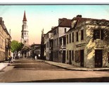 Church Street View South Charleston SC UNP Handcolored Albertype Postcar... - £12.03 GBP