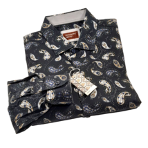 Consequence Men&#39;s Fitted L/S Shirt Paisley Print Black Size XL - £26.55 GBP