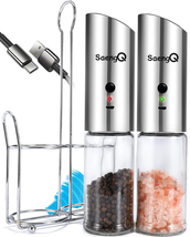Electric Salt And Pepper Grinder USB Rechargeable Kitchen Refillable Set of 2 - £49.08 GBP