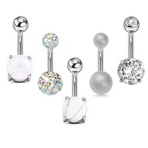 5pcs/set Stainless Steel Navel Belly Button Rings Sexy Women Fashion Belly Butto - £11.42 GBP