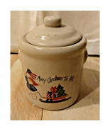 Vintage Christmas Snowman Holiday Votive Tea Candle Ceramic Heavy Crock - €12,69 EUR