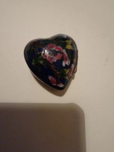 Mini Heart Shaped Pill Box Jewlery Trinket Porcelain Floral Flowers  - £19.15 GBP