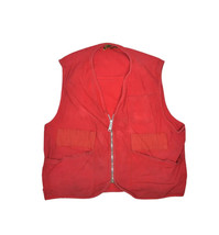 Vintage SafTbak Hunting Vest Mens L Red Shooting Outdoor Zip Up Trap Canvas - £20.49 GBP