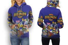 Digimon Adventure  Womens Graphic Zipper Hooded Hoodie - £26.20 GBP+