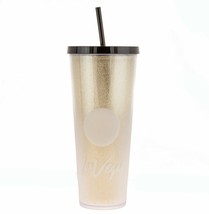 Starbucks Las Vegas Nevada Gold Glitter Acrylic Cold Cup Tumbler 24 Oz Venti - $84.15