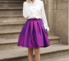 Purple Taffeta Midi Skirt Outfit Women A-line Custom Plus Size Pleated Midi Skir image 1