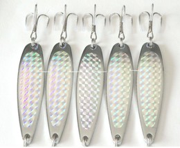 1 to 100 Pieces 2oz Casting Crocodile Spoons Silver Holographic Fishing Lures - £22.81 GBP