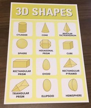 3D Shapes - 13 x19 - Educational posters for Kindergarten or Preschool - $12.03