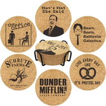 Homythe The Office Tv Show Gifts, 6 Pcs.Funny Coasters With Metal Holder, The - £28.32 GBP