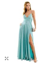 B Darlin Women&#39;s Juniors&#39; High-Slit Glitter Prom Dress Sea Color Size 7/8 - £21.69 GBP