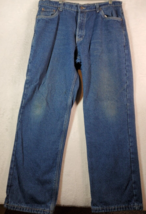 Work &#39;N Gear Jeans Men Size 38 Dark Blue Denim Cotton Flannel Lined Straight Leg - £16.80 GBP