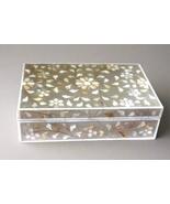 Mother of Pearl inlay wooden jewellery storage box for home in grey - $267.23 CAD