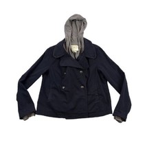 Anthropologie HEI HEI Hooded Peacoat Layered Jacket Womens S Navy Blue +... - £26.50 GBP