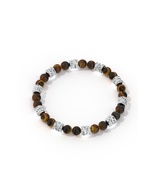 925 Sterling Silver Oxidized Motif Golden Tiger Eye Beaded Bracelet Mens... - €124,91 EUR