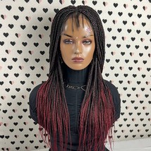 Braided Wig Box Braids Lace Front Wigs For Black Women 1b Black/Burgundy... - $190.00