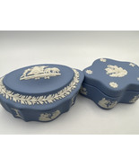 Pair of Wedgwood Jasperware Blue Trinket Boxes - £76.60 GBP