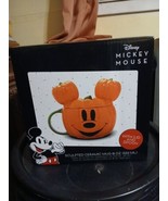 Disney Mickey Mouse Mug And Spoon Lid Set Pumpkin Halloween Fall New - $18.68