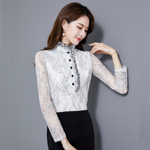 See Through All-match White Slim Shirt Ol Style Shirt Autumn New Fashion Long Sl - £153.17 GBP