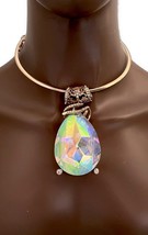 Statement Choker Oversized Pendant Necklace Earrings Set Aurora Borealis... - $26.60