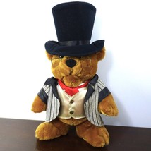Vintage Plush Dandy Man Brown Bear With Top Hat And Eyeglasses - £20.45 GBP