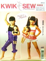 Kwik Sew Sewing Pattern K603 Made To Match Girl And Doll Clothes Size XS-XL - $8.96