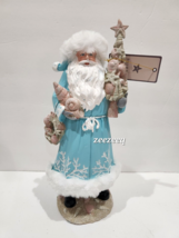 Bella Lux Blue Coastal Beach Santa Claus Blue White Resin Figurine Decor 13&quot; - £34.13 GBP