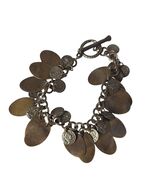 Vintage Boho Charm Bracelet Toggle Clasp Antique Coin Oval Charms Metal ... - $363.44 MXN