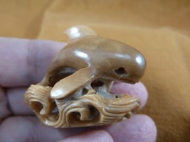 (tb-whal-46) baby Killer Whale Tagua NUT palm figurine Bali carving Orca whales - £42.71 GBP