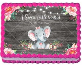 A Sweet Little Peanut Is On The Way Elephant Baby Shower Cake Topper, by... - $265.52 MXN