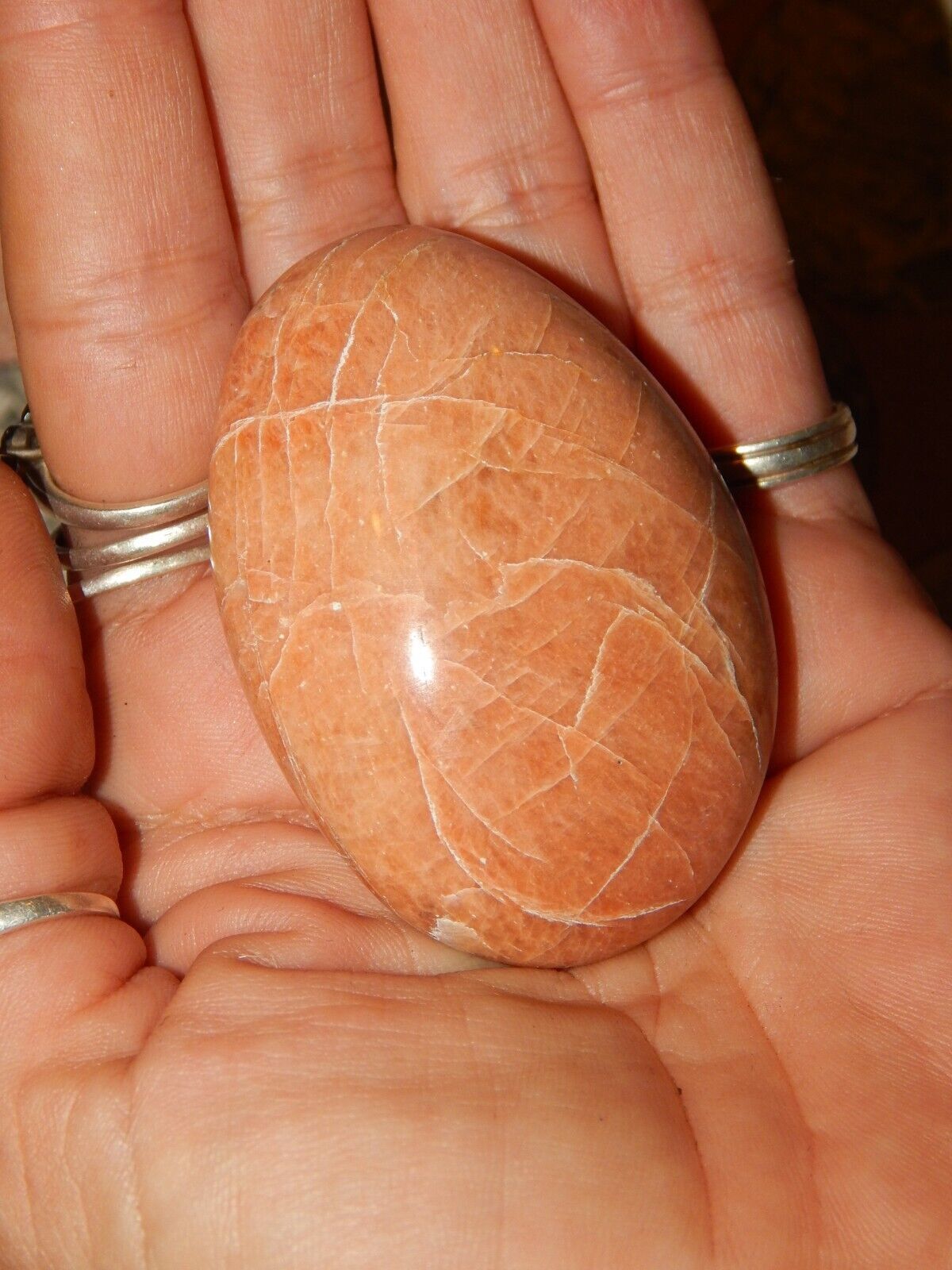 Primary image for Genuine PEACH MOONSTONE Palm Stone - Large Tumbled Moonstone