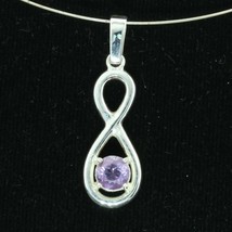 Lavender Amethyst 925 Silver Unisex Eternity Infinity Symbol Pendant Design 129 - £43.77 GBP