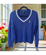 Lauren Active Ralph Lauren cable knit blue preppy embroidered sweater Wo... - €25,63 EUR
