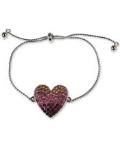 Holiday Lane Ombre Stone Heart Slider Bracelet, Silver - £13.53 GBP