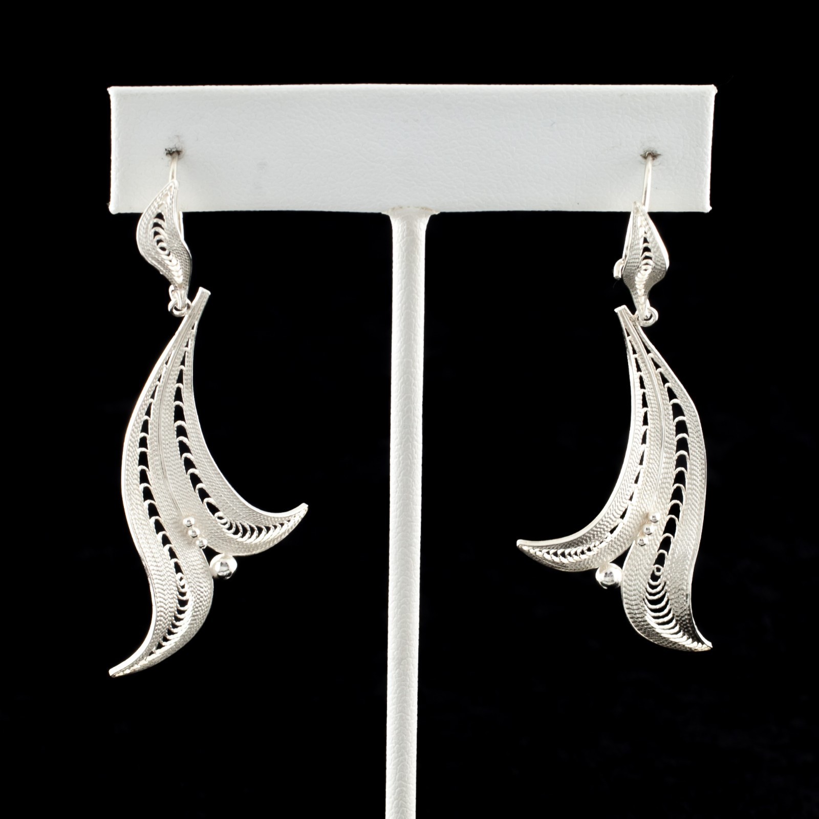 Argento Sterling .925 Filigrana Foglia Orecchini a Goccia Ottimi Regalo ... - $192.80