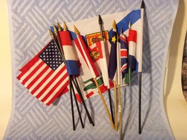 12 MINI FLAGS  COLLECTION USA CANADA &amp; MANY OTHER COUNTRIES   OLDER FLAGS - £15.82 GBP
