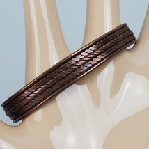 Vintage Copper Cuff Bracelet Soft Metal .35 Inch Wide Rope Design - £16.17 GBP