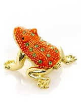 Keren Kopal Hand made Golden Frog Trinket box Decorated with Austrian Cr... - $37.80
