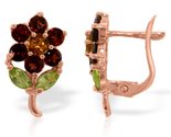 14K Rose Gold Flower Stud Earrings with Garnets, Citrines and Peridots - $649.96 CAD+