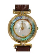 Vintage FOSSIL Watch Abalone Shell MOP Dial Leather Band Quarts Watch Fa... - $67.67 CAD