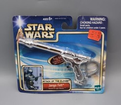 Star Wars 2002 Attack of The Clones Jango Fett Sound &amp; Light Blaster Key... - $22.26