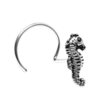 Seahorse Nose Stud Sea Horse Curl 22g (0.6mm) 925 Sterling Silver Body Jewellery - £5.86 GBP