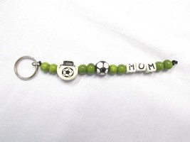 SOCCER BALL &amp; NET DISC &amp; ROUND SOCCER BALL with MOM TEXT GREEN BEADS KEY... - $6.99