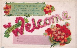Floral Letter Greetings A Sincere Welcome 1914 Aultman OH Hartville Post... - £2.39 GBP