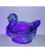 Wilkerson Glass Blue Glow Turkey Covered Candy Dish UV Reactive Glows Pink - $43.17