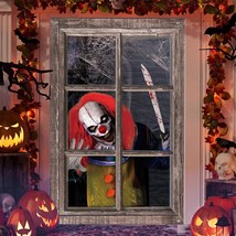 Halloween Window Decorations Scary Spooky Clown Window Backdrop Poster For Windo - £16.23 GBP