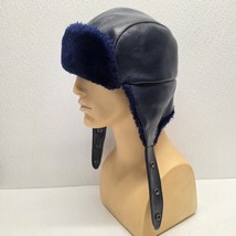 Vintage Winter Guardsman Snow Trapper Hat Faux Fur Ear Flaps Dark Blue - $648.53 MXN